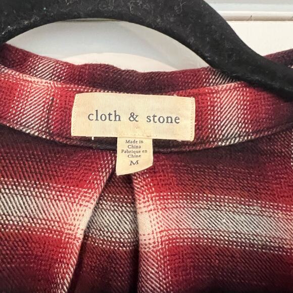 Cloth and Stone Women's Cotton Button Down Flannel Black Red Size M - Picture 3 of 8
